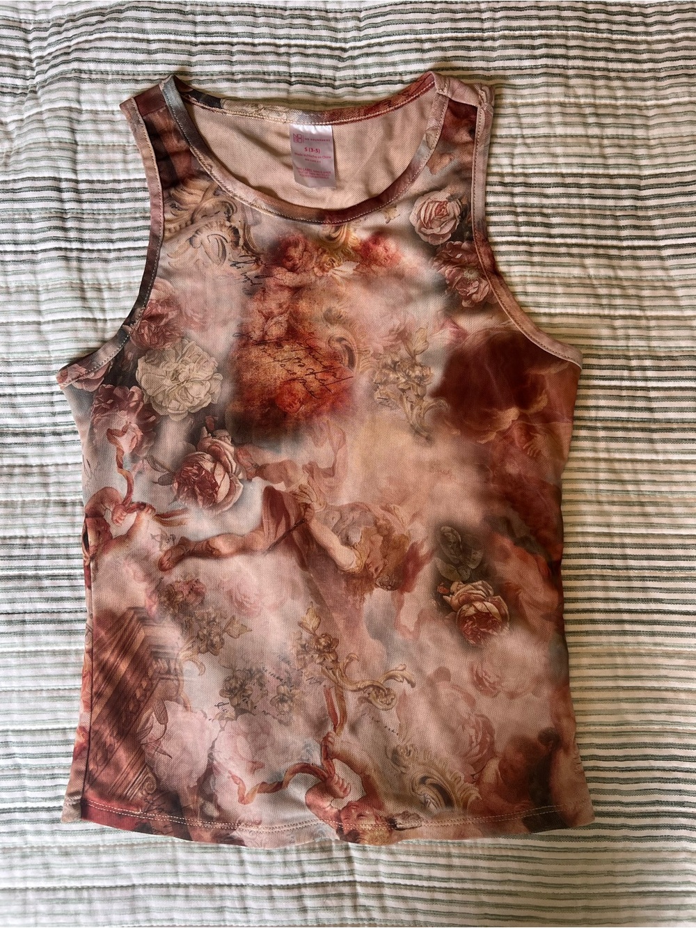 No Boundaries Floral Marble Tank Top - Pink, Brown